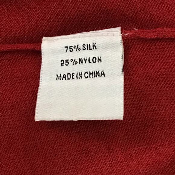 Emanuel Ungaro Silk True Red Crewneck Pullover Ruffle Hem Pullover Sweater sz M - Picture 6 of 8